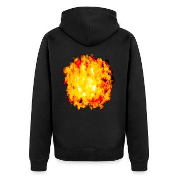 Kleine Explosion - Unisex Premium Bio Zip Hoodie - Schwarz - Hinten - Nico (187cm)