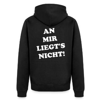 An mir liegt's nicht! - Unisex Premium Bio Zip Hoodie - Schwarz - Hinten - Nico (187cm)