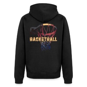 basketball - Unisex Premium Organic Zip Hoodie - black - Back - Nico (187cm)