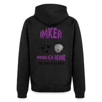 Imker Shirt • Imkereibedarf • Imker Geschenk - Unisex Premium Bio Zip Hoodie - Schwarz - Hinten - Nico (187cm)