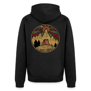 I hate people - I hate people - camping - Unisex Premium Organic Zip Hoodie - black - Back - Nico (187cm)