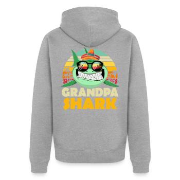 Grandpa Shark T-shirt for Father's Day / Birthday - Veste à capuche bio Premium Unisexe - gris chiné - Dos - Nico (187cm)