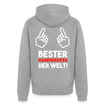 Best craftsman in the world - Unisex Premium Organic Zip Hoodie - heather grey - Back - Nico (187cm)