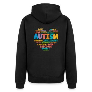 autism - Unisex Premium Organic Zip Hoodie - black - Back - Nico (187cm)