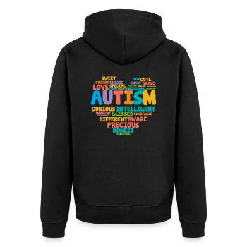 Autismus Asperger Autist Autisten Autism Geschenk - Unisex Premium Bio Zip Hoodie - Schwarz - Hinten - Nico (187cm)