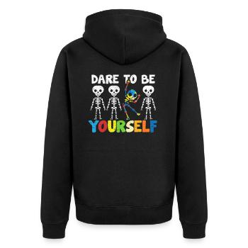 autism - Unisex Premium Organic Zip Hoodie - black - Back - Nico (187cm)
