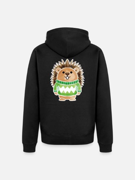 Pull Hérisson Blanc - Veste à capuche bio Premium Unisexe - noir