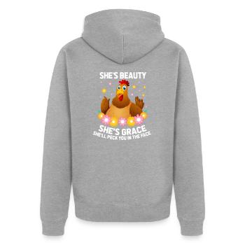 poule - Veste à capuche bio Premium Unisexe - gris chiné - Dos - Nico (187cm)
