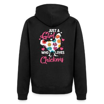 Poulet Poulets Amoureux Du Poulet Cadeau De Femme De Fermier - Veste à capuche bio Premium Unisexe - noir - Dos - Nico (187cm)