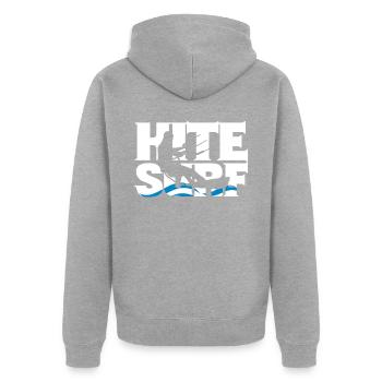 Kiteboard - Unisex Premium Bio Zip Hoodie - Grau meliert - Hinten - Nico (187cm)