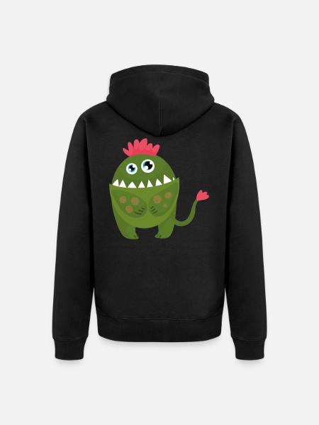 Small green monster curly pink red hair di - Unisex Premium Organic Zip Hoodie - black
