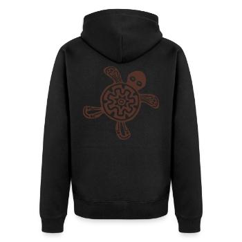 Schildkroete Turtle Zeichnung Mexiko braun - Unisex Premium Bio Zip Hoodie - Schwarz - Hinten - Nico (187cm)