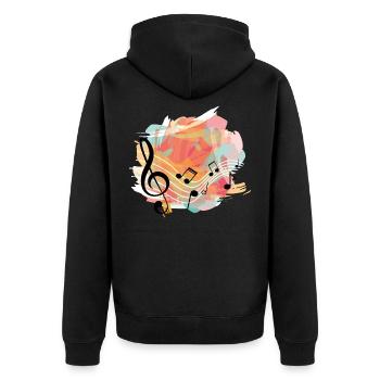 Musique Notes de musique colorées noires - Veste à capuche bio Premium Unisexe - noir - Dos - Nico (187cm)