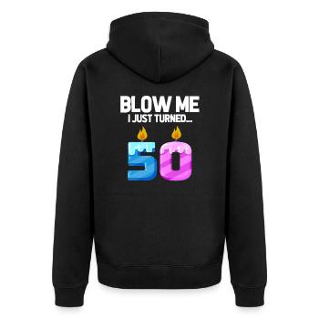 50th birthday - Unisex Premium Organic Zip Hoodie - black - Back - Nico (187cm)