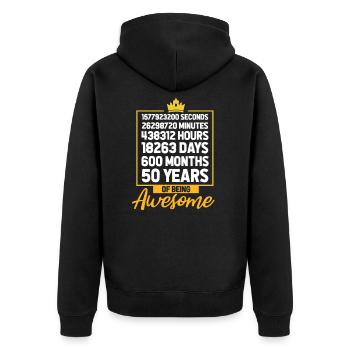 50th birthday - Unisex Premium Organic Zip Hoodie - black - Back - Nico (187cm)