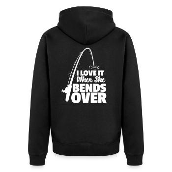Angler - Unisex Premium Bio Zip Hoodie - Schwarz - Hinten - Nico (187cm)