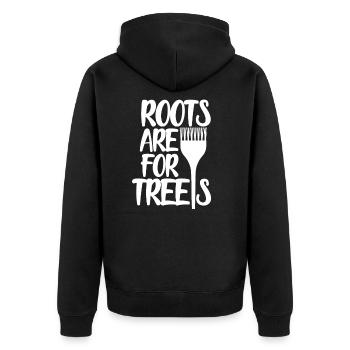 Frisör - Unisex Premium Bio Zip Hoodie - Schwarz - Hinten - Nico (187cm)
