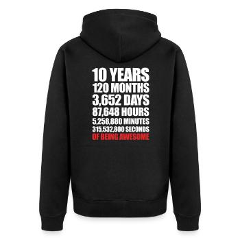 10. Geburtstag - Unisex Premium Bio Zip Hoodie - Schwarz - Hinten - Nico (187cm)