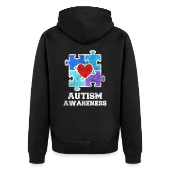 Autismus - Unisex Premium Bio Zip Hoodie - Schwarz - Hinten - Nico (187cm)