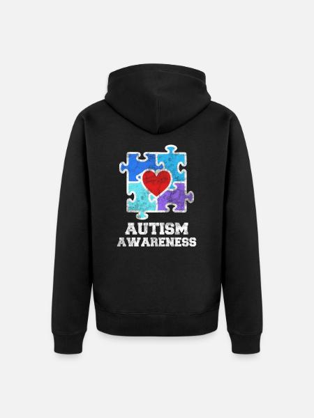 autism - Unisex Premium Organic Zip Hoodie - black