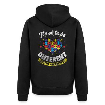 autism - Unisex Premium Organic Zip Hoodie - black - Back - Nico (187cm)