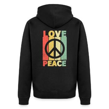 70s Jahfre 70s Love Peace Hippie Gift - Unisex Premium Organic Zip Hoodie - black - Back - Nico (187cm)
