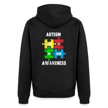 autism - Unisex Premium Organic Zip Hoodie - black - Back - Nico (187cm)