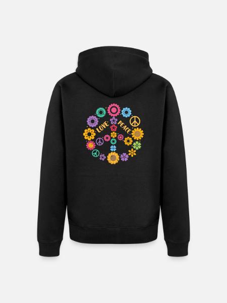 70's Peace - Unisex Premium Organic Zip Hoodie - black