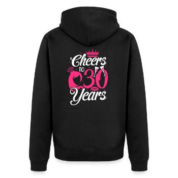 30 Jahre - Unisex Premium Bio Zip Hoodie - Schwarz - Hinten - Nico (187cm)
