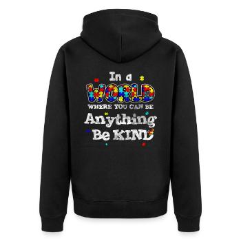 Autismus - Unisex Premium Bio Zip Hoodie - Schwarz - Hinten - Nico (187cm)