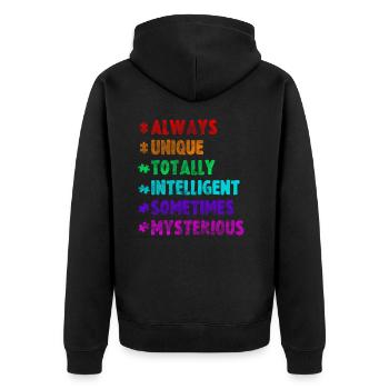 Autismus - Unisex Premium Bio Zip Hoodie - Schwarz - Hinten - Nico (187cm)