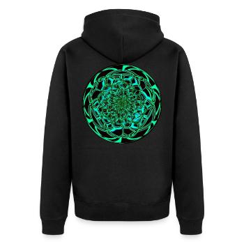 Trippy Mandala Fractal - Unisex Premium Organic Zip Hoodie - black - Back - Nico (187cm)