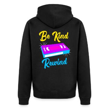 80er Jahre 80s Mottoparty 1980 VHS Geschenk - Unisex Premium Bio Zip Hoodie - Schwarz - Hinten - Nico (187cm)