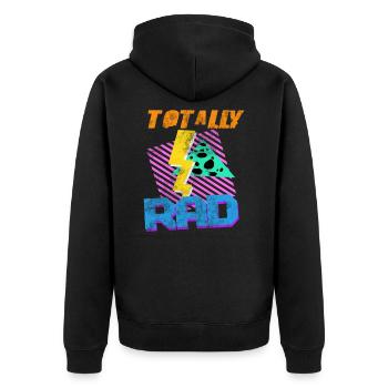80er Jahre - Unisex Premium Bio Zip Hoodie - Schwarz - Hinten - Nico (187cm)