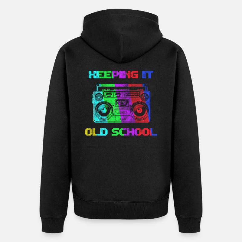 Old School - Unisex Premium Bio Zip Hoodie - Schwarz