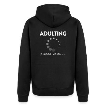 18th birthday - Unisex Premium Organic Zip Hoodie - black - Back - Nico (187cm)