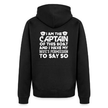 Kapitän Schiff Motorboot Boot Geschenk - Unisex Premium Bio Zip Hoodie - Schwarz - Hinten - Nico (187cm)