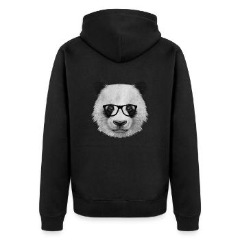 Panda - Unisex Premium Organic Zip Hoodie - black - Back - Nico (187cm)