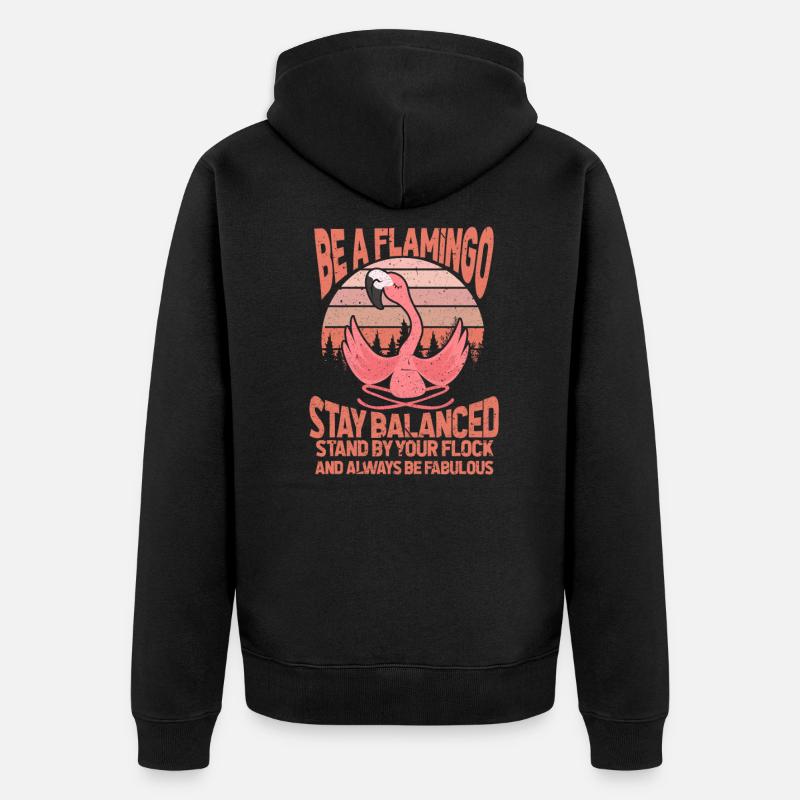Flamingo - Unisex Premium Bio Zip Hoodie - Schwarz
