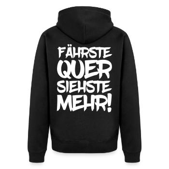 Fährste quer siehste mehr Driften Drift Auto PS - Unisex Premium Bio Zip Hoodie - Schwarz - Hinten - Nico (187cm)