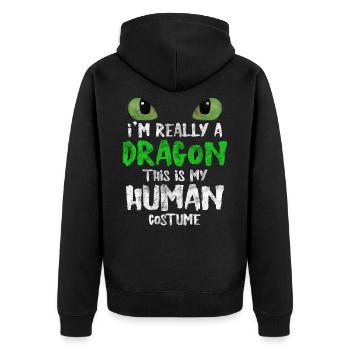 Dragon - Unisex Premium Organic Zip Hoodie - black - Back - Nico (187cm)