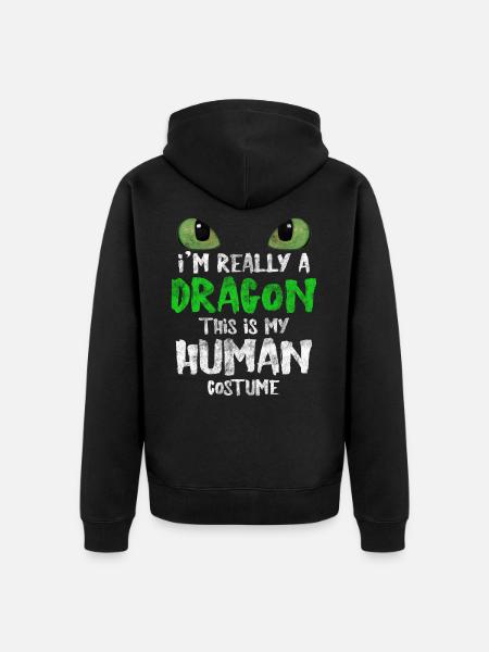 Dragon - Unisex Premium Organic Zip Hoodie - black