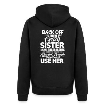 Bruder Schwester - Unisex Premium Bio Zip Hoodie - Schwarz - Hinten - Nico (187cm)