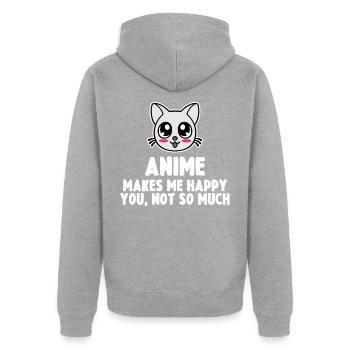 Anime - Unisex Premium Organic Zip Hoodie - heather grey - Back - Nico (187cm)