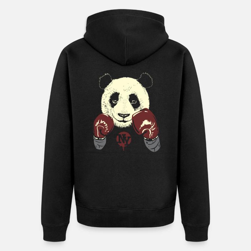Panda - Unisex Premium Bio Zip Hoodie - Schwarz