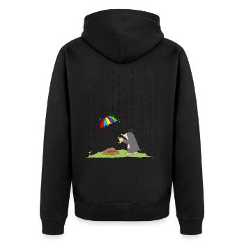 maulwurf - Unisex Premium Bio Zip Hoodie - Schwarz - Hinten - Nico (187cm)