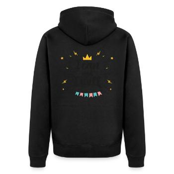 i can and i will - Unisex Premium Organic Zip Hoodie - black - Back - Nico (187cm)
