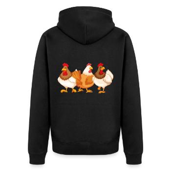 Lustige Hühner - Unisex Premium Bio Zip Hoodie - Schwarz - Hinten - Nico (187cm)