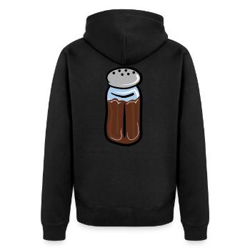 Pfefferstreuer / Pfeffer Geschenkidee für Köche - Unisex Premium Bio Zip Hoodie - Schwarz - Hinten - Nico (187cm)