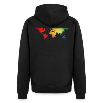 Weltkugel - Globus - Vielfalt - Unisex Premium Bio Zip Hoodie - Schwarz - Hinten - Nico (187cm)